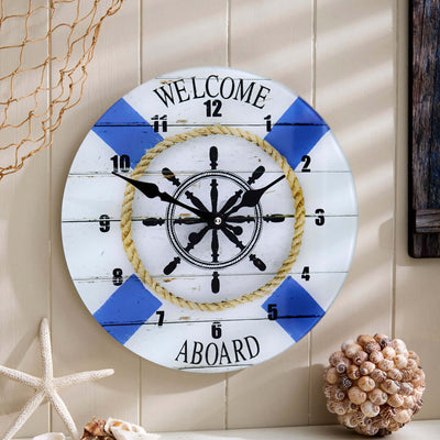 Welcome Aboard Glass Face Wall Clock