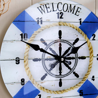 Welcome Aboard Glass Face Wall Clock