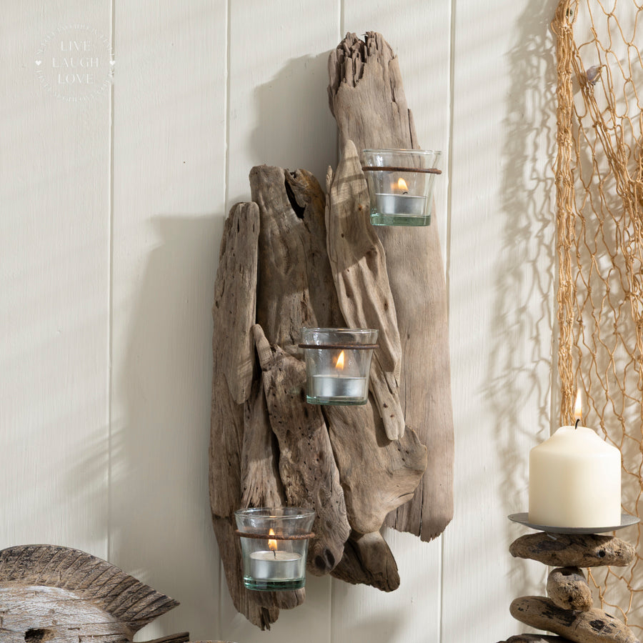 Lot De Bougeoirs à Bougies Chauffe-plat En Bois Shabby Chic - Hêtre