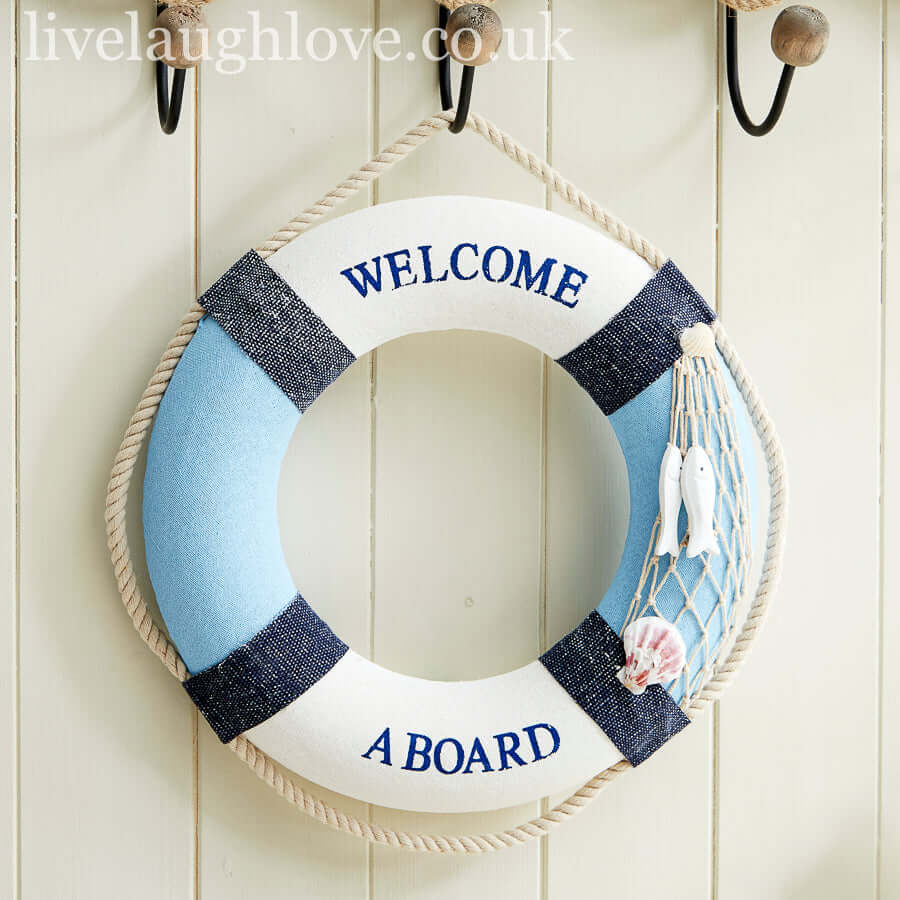 Welcome Aboard Nautical Lifebuoy Wall Decoration