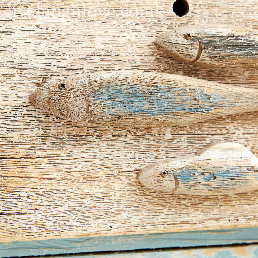 Nautical Driftwood Wall Clock with Fish Detail