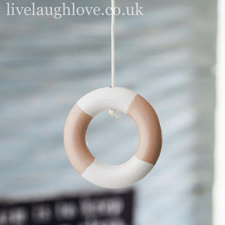Painted Wooden Life Ring Light Pull - Pastel Pink