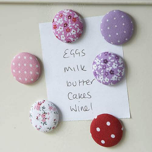 6 Fabric Covered Button Magnets - LIVE LAUGH LOVE LIMITED