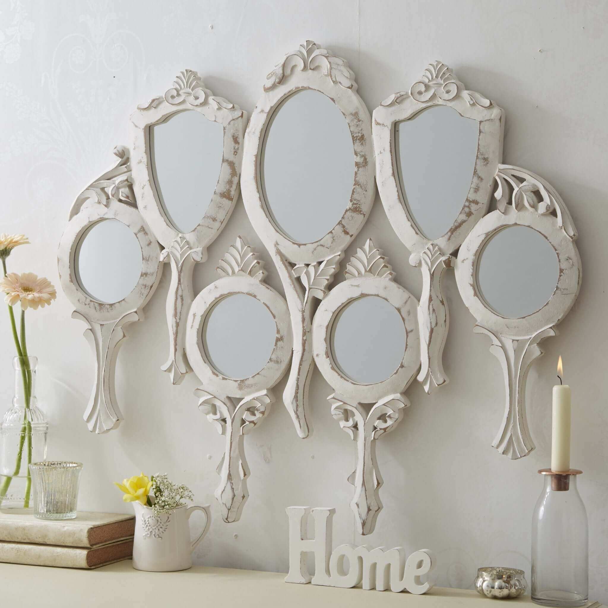 7 Piece Hand Held Large Wall Mirror Live Laugh Love LIVE LAUGH LOVE
