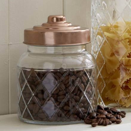 Glass Storage Jars W/ Copper Lids