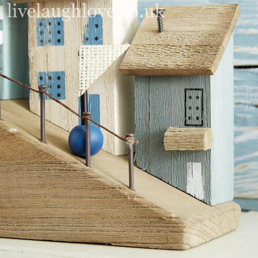 Coastal Scene Shelf Sitter W/ Huts & Ladder - LIVE LAUGH LOVE LIMITED