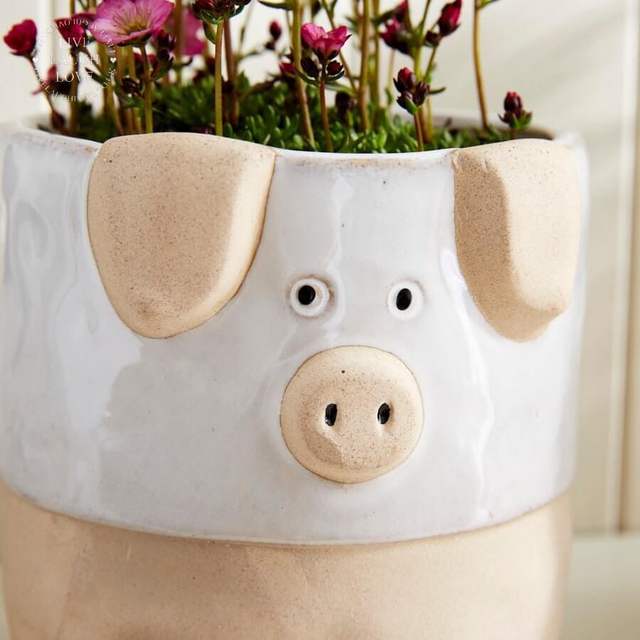 Country Ceramic Farmyard Animal Vase or Planter (Cow/Pig/Chicken) - 12.5cm - LIVE LAUGH LOVE LIMITED