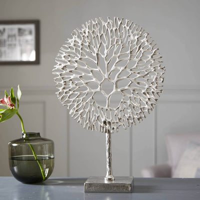 Extra Large Silver Metal Tree Of Life Sculpture - 52cm - LIVE LAUGH LOVE LIMITED