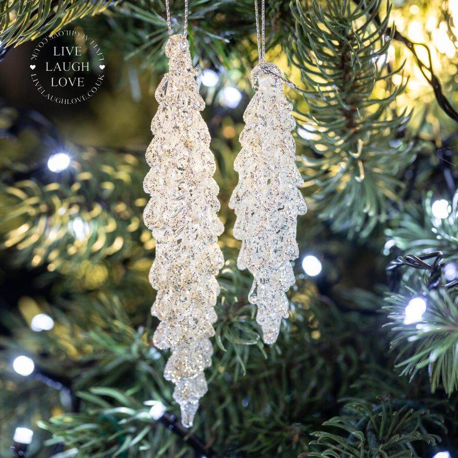 Hanging Glass Glitter Droplets Tree Decorations - LIVE LAUGH LOVE LIMITED
