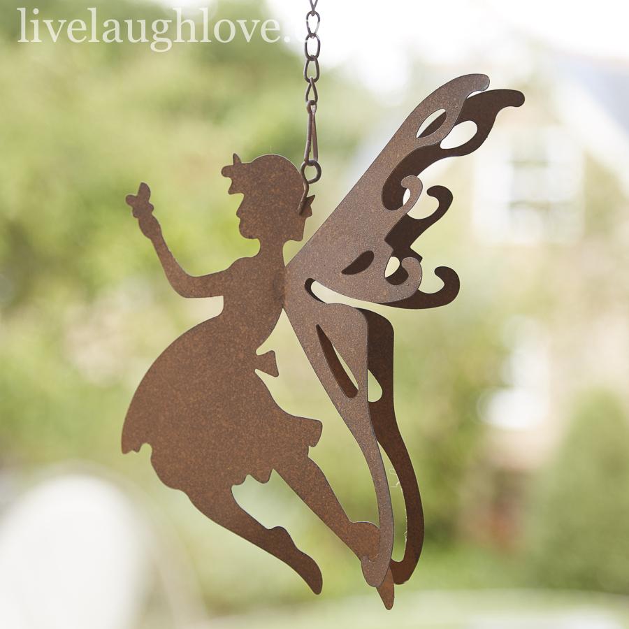Hanging Rustic Metal Fairy - LIVE LAUGH LOVE LIMITED
