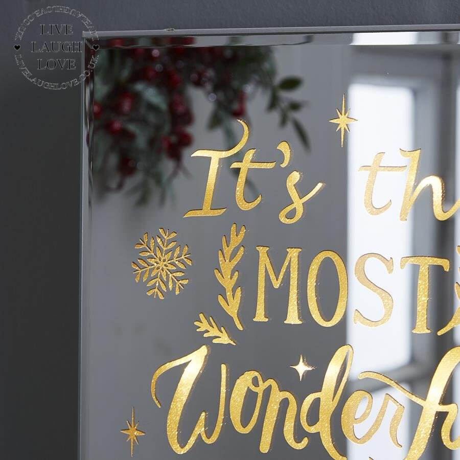 'Most Wonderful Time Of The Year' Mirrored LED Wall Hanger - LIVE LAUGH LOVE LIMITED