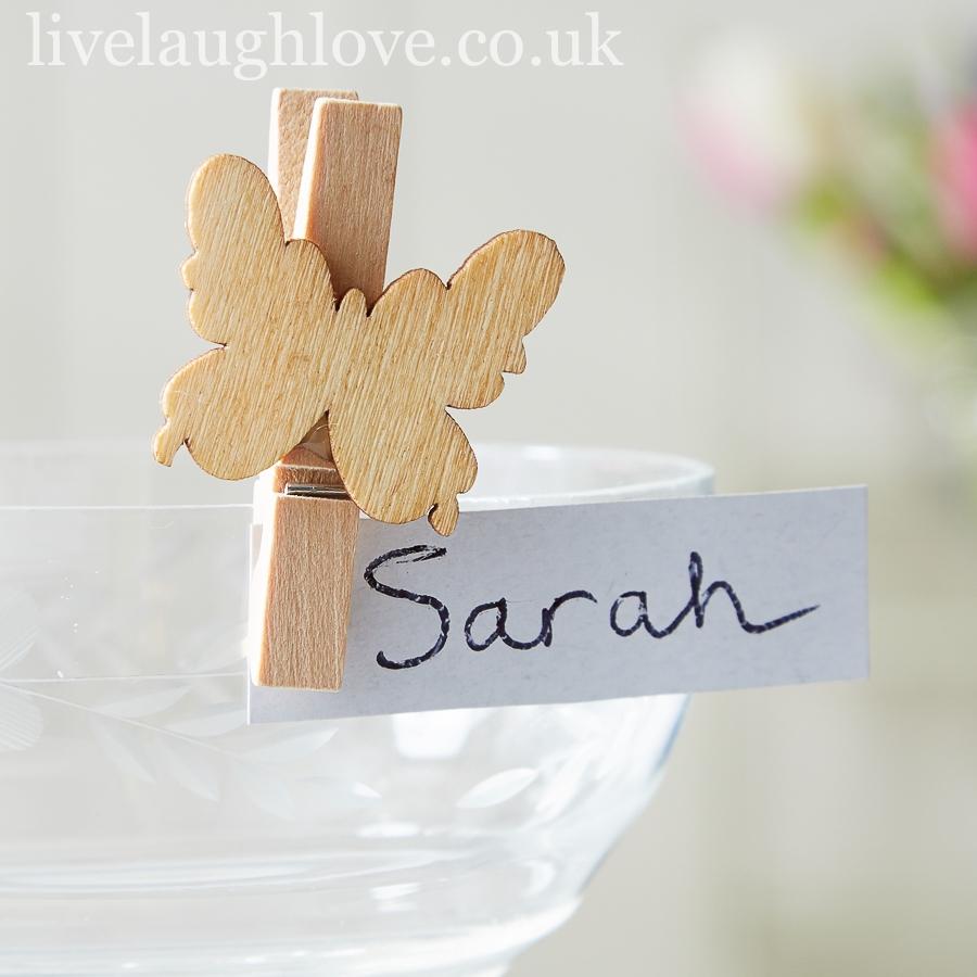 Natural Wooden Butterfly Pegs - Set Of 6 - LIVE LAUGH LOVE LIMITED