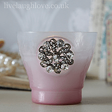 Opulent Collection - Tea Light Holders wax filled with Diamante Brooch - Pink - LIVE LAUGH LOVE LIMITED