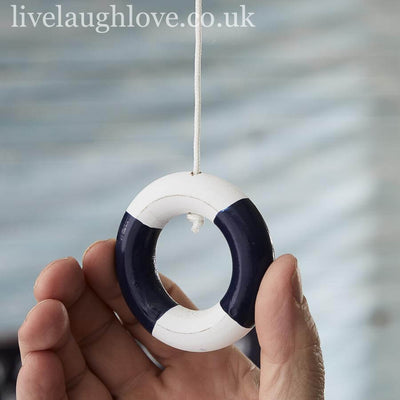Painted Wooden Life Ring Light Pull - Blue - LIVE LAUGH LOVE LIMITED