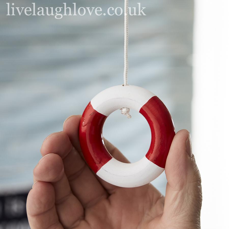 Painted Wooden Life Ring Light Pull - Red - LIVE LAUGH LOVE LIMITED
