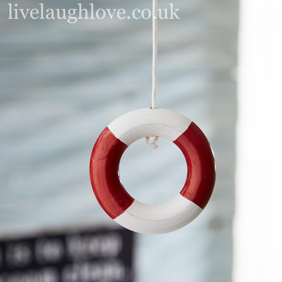 Painted Wooden Life Ring Light Pull - Red - LIVE LAUGH LOVE LIMITED