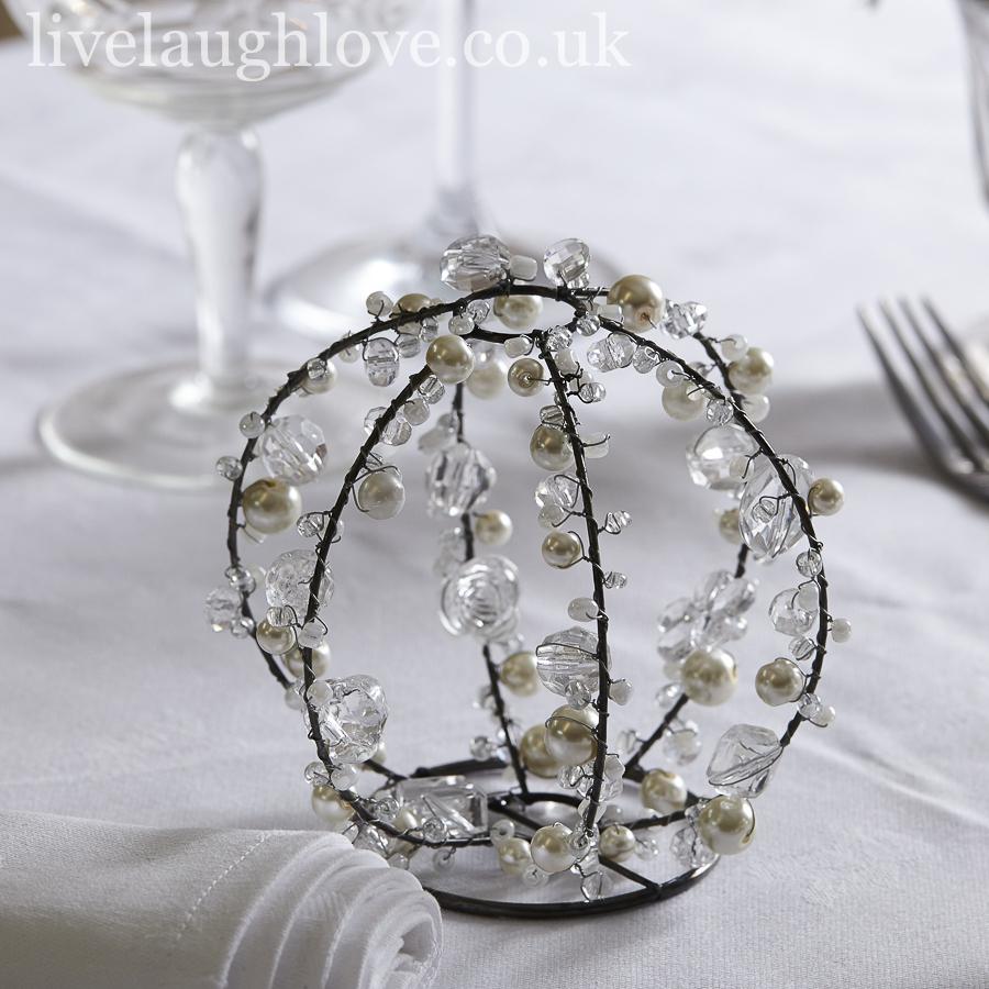 Pearl & Crystal Decorative Globe - Medium - LIVE LAUGH LOVE LIMITED