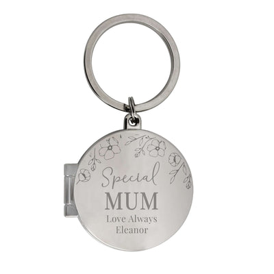 Personalised Floral Round Photo Frame Keyring - LIVE LAUGH LOVE LIMITED