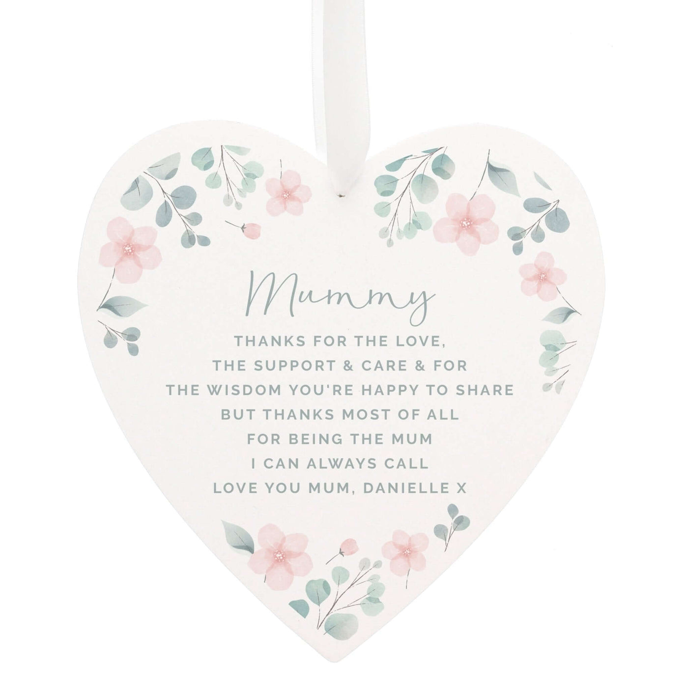 Personalised Floral Wooden Heart Decoration - LIVE LAUGH LOVE LIMITED