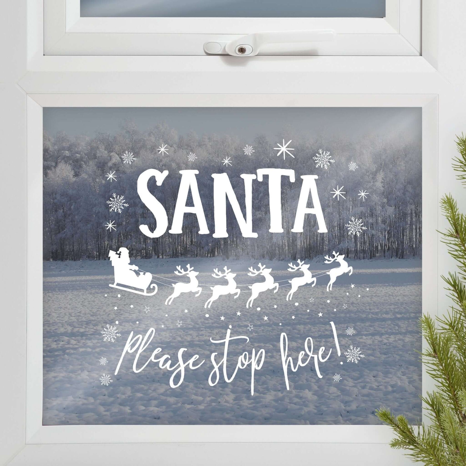 "Santa Stop Here" Festive Window Sticker - LIVE LAUGH LOVE LIMITED