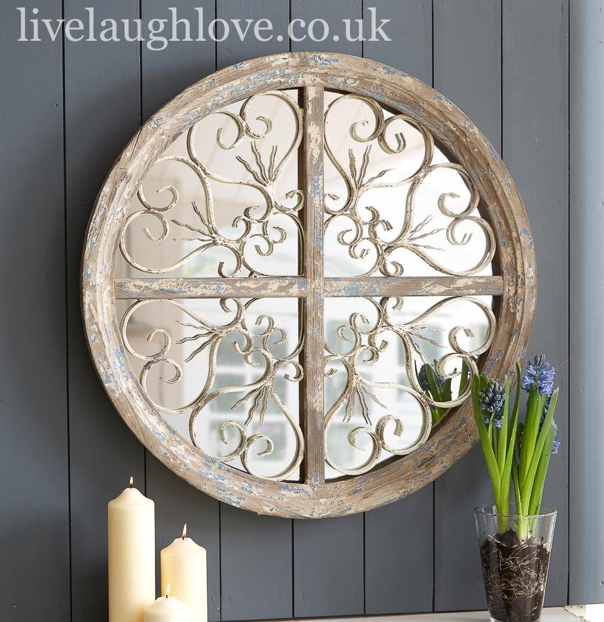 Scroll Hearts Round Window Mirror - LIVE LAUGH LOVE LIMITED