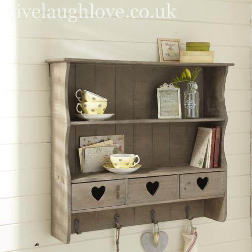 Shelf with 3 drawers & Heart Cutout - LIVE LAUGH LOVE LIMITED