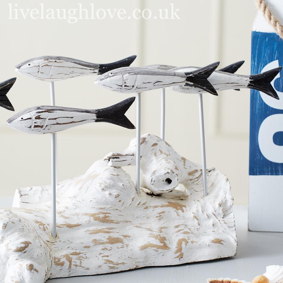 Swimming Fish On Large Natural Wooden Plinth - LIVE LAUGH LOVE LIMITED