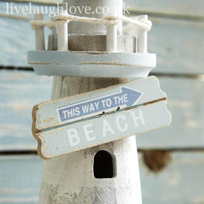 "This Way To The Beach" Rustic Wooden Lighthouse - LIVE LAUGH LOVE LIMITED