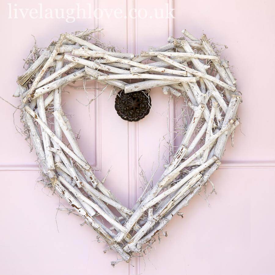 Whitewash Twiggy Heart Wreath - LIVE LAUGH LOVE LIMITED