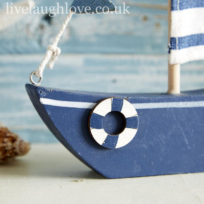Yacht Shelf Sitter With Bunting - Blue - LIVE LAUGH LOVE LIMITED