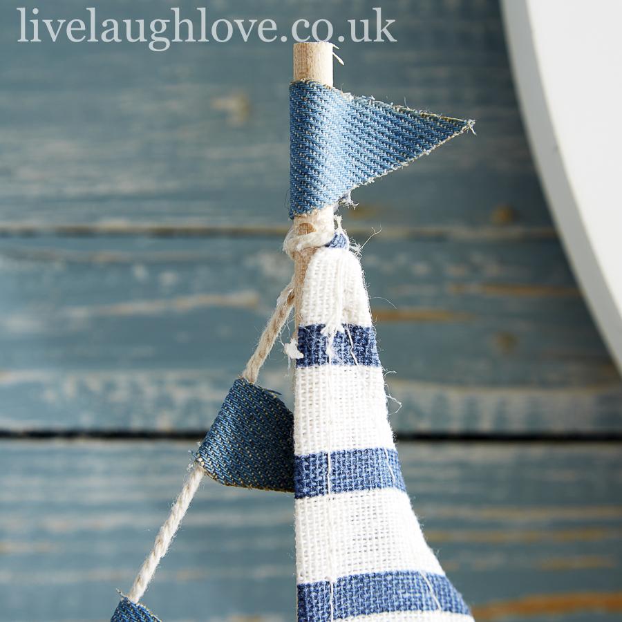 Yacht Shelf Sitter With Bunting - Blue - LIVE LAUGH LOVE LIMITED
