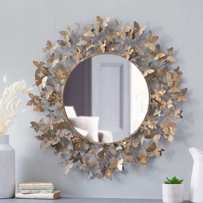 Elevate Your Home Decor with the Large Rustic Metal Butterfly Mirror