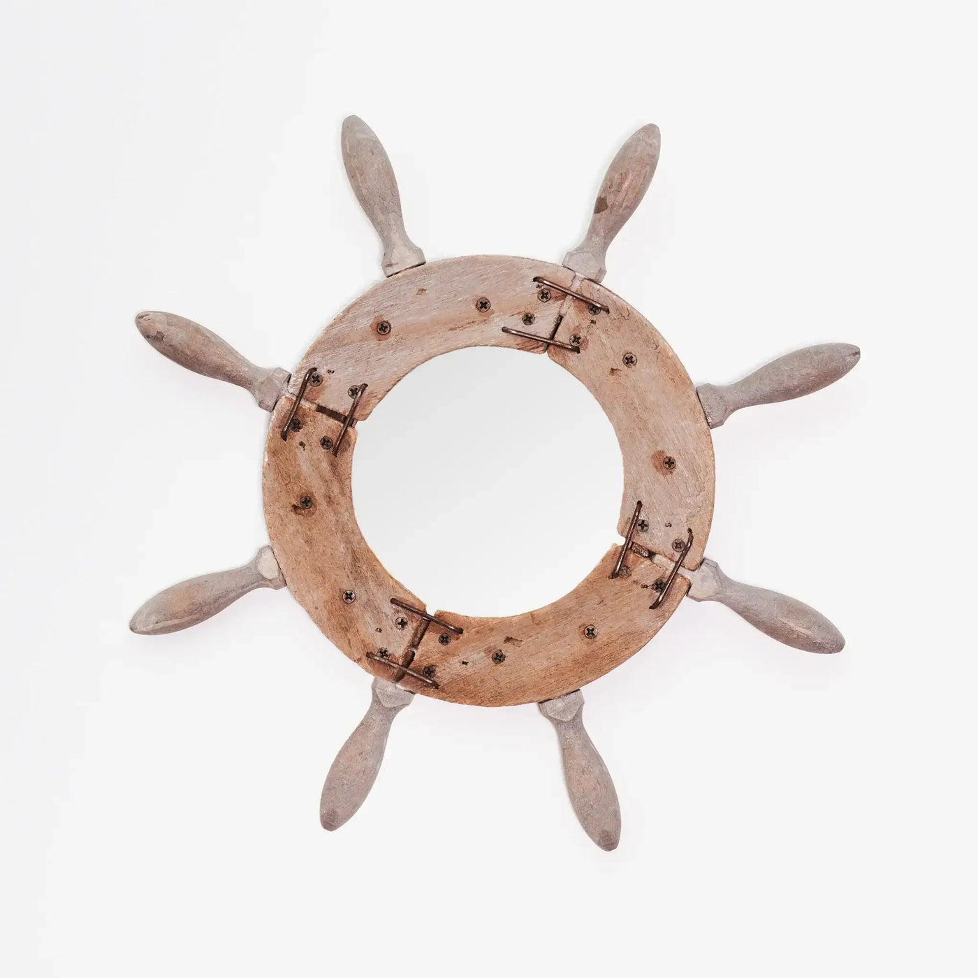 Small Nautical Rustic Ships Wheel Mirror