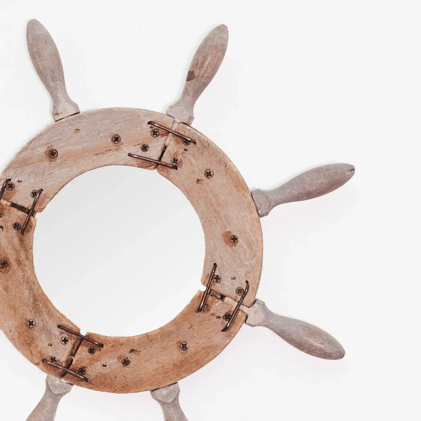 Small Nautical Rustic Ships Wheel Mirror