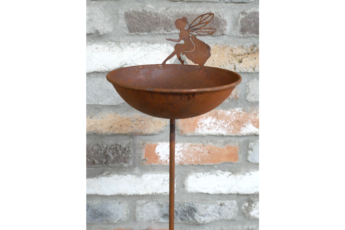 Rustic Metal Fairy Bird Feeder – Garden Ornament for Outdoor Wildlife