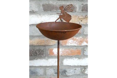 Rustic Metal Fairy Bird Feeder – Garden Ornament for Outdoor Wildlife
