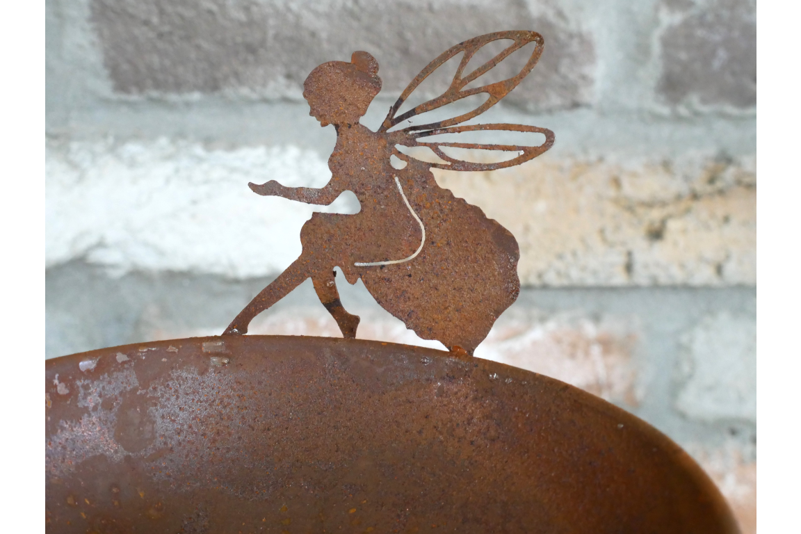 Rustic Metal Fairy Bird Feeder – Garden Ornament for Outdoor Wildlife
