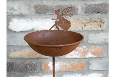 Rustic Metal Fairy Bird Feeder – Garden Ornament for Outdoor Wildlife
