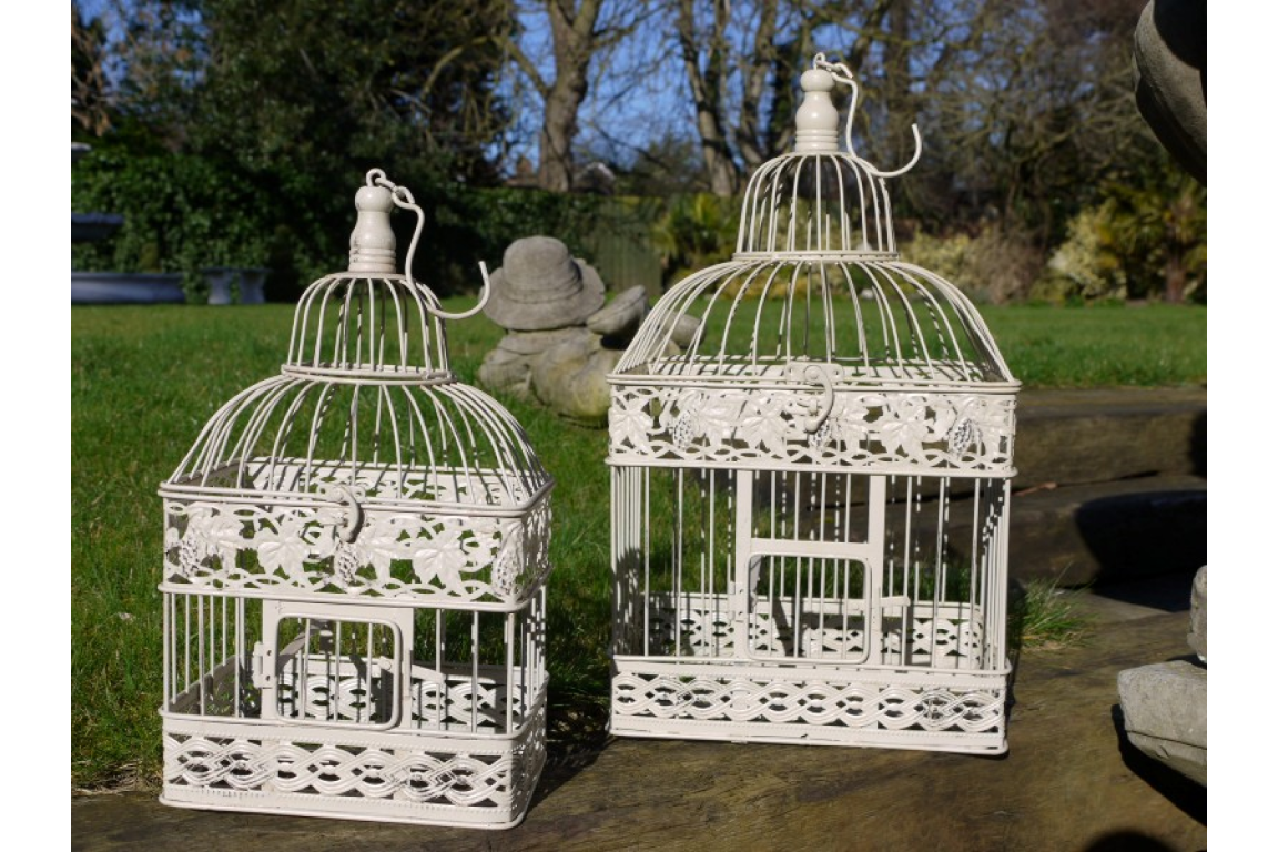 Vintage Style White Decorative Birdcage - Garden or Indoor Display