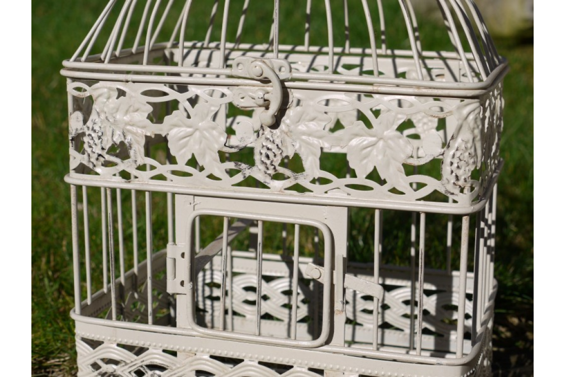 Vintage Style White Decorative Birdcage - Garden or Indoor Display