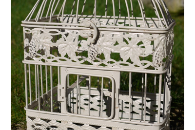Vintage Style White Decorative Birdcage - Garden or Indoor Display