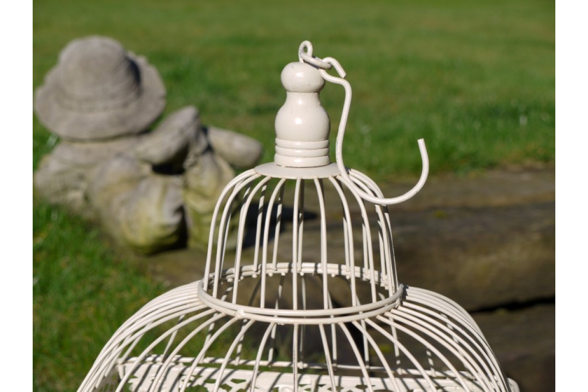Vintage Style White Decorative Birdcage - Garden or Indoor Display