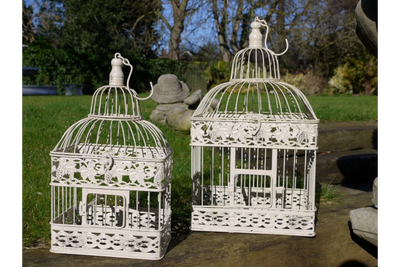 Vintage Style White Decorative Birdcage - Garden or Indoor Display
