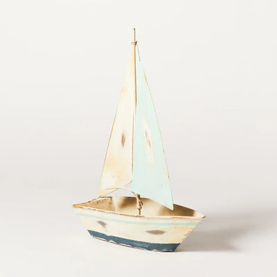 Nautical Distressed Metal Sailboat Shelf Sitter