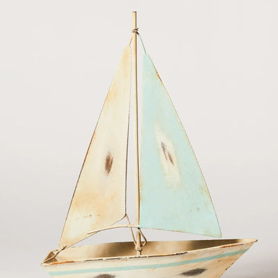 Nautical Distressed Metal Sailboat Shelf Sitter