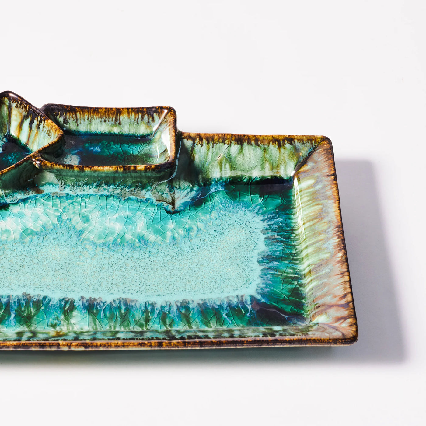 Handcrafted Ceramic Chip & Dip Plate – Ideal for Sushi or Dips