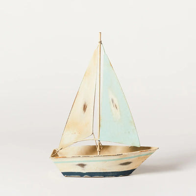 Nautical Distressed Metal Sailboat Shelf Sitter