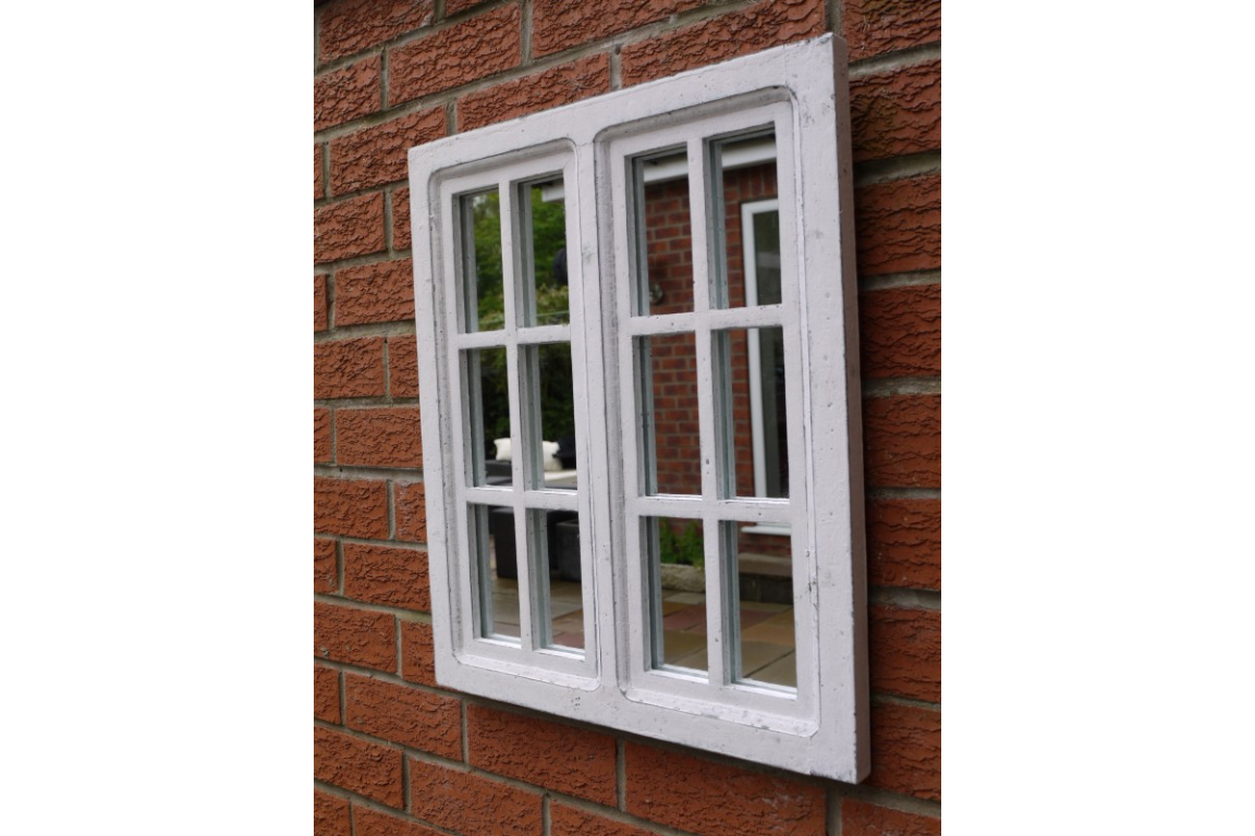 Wooden White Window-Style Mirror – Rustic Wall Decor for Indoor & Outdoor Spaces