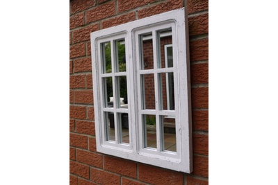 Wooden White Window-Style Mirror – Rustic Wall Decor for Indoor & Outdoor Spaces