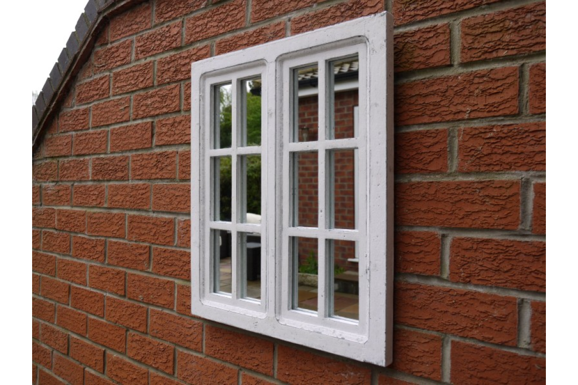 Wooden White Window-Style Mirror – Rustic Wall Decor for Indoor & Outdoor Spaces